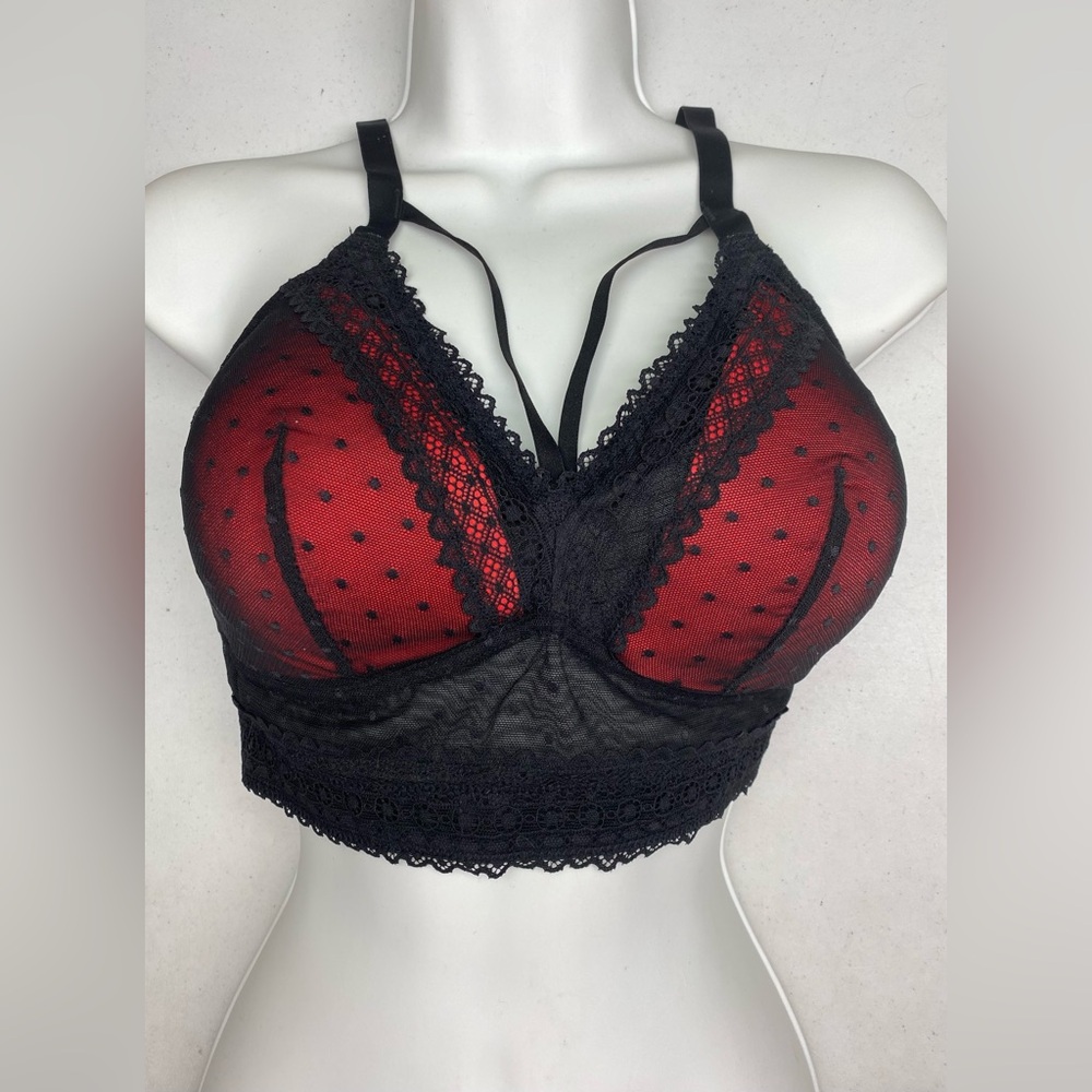 Parfait BLK /RED Wireless Long Bra, 34G *P1036